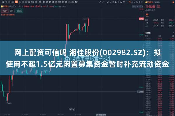 网上配资可信吗 湘佳股份(002982.SZ)：拟使用不超1.5亿元闲置募集资金暂时补充流动资金